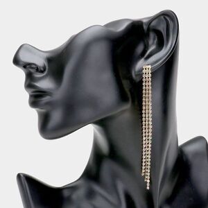 Rhinestone Purple Long Dangle Earrings